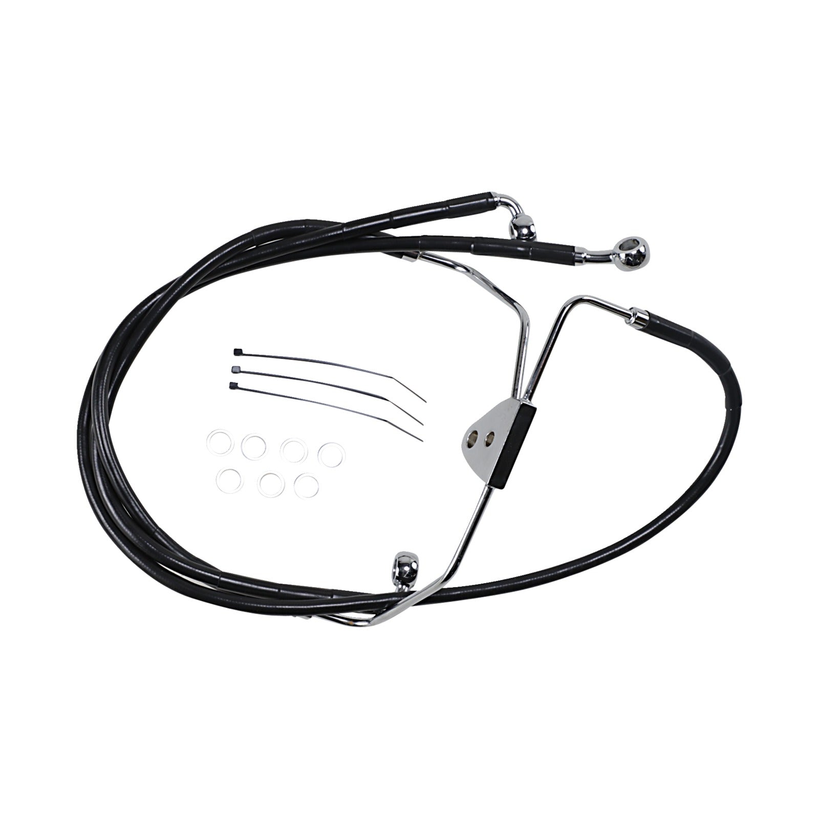 DRAG SPECIALTIES - BRAKE LINE - FRONT - BLACK - +8"