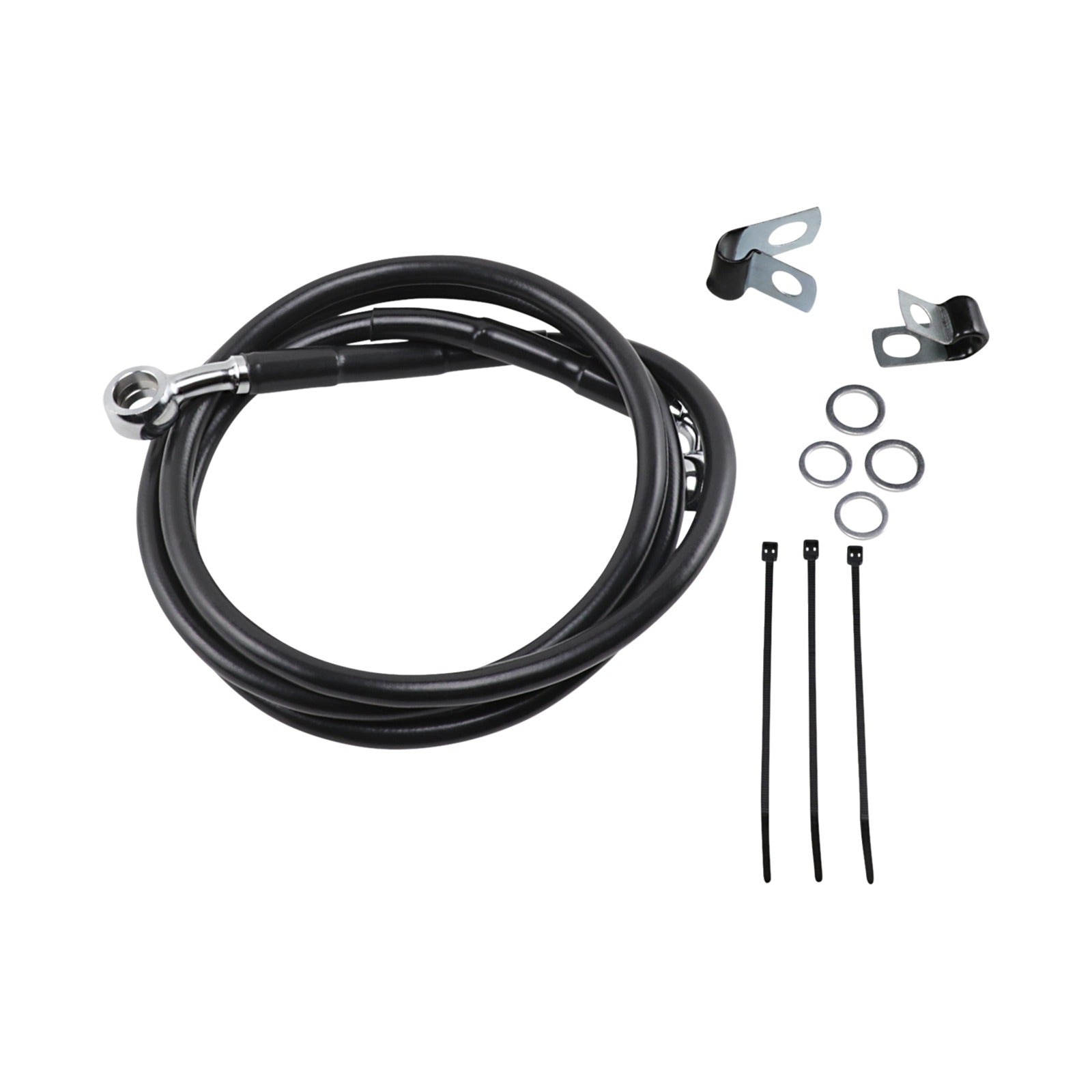 DRAG SPECIALTIES - BRAKE LINE - FRONT - BLACK - +8"