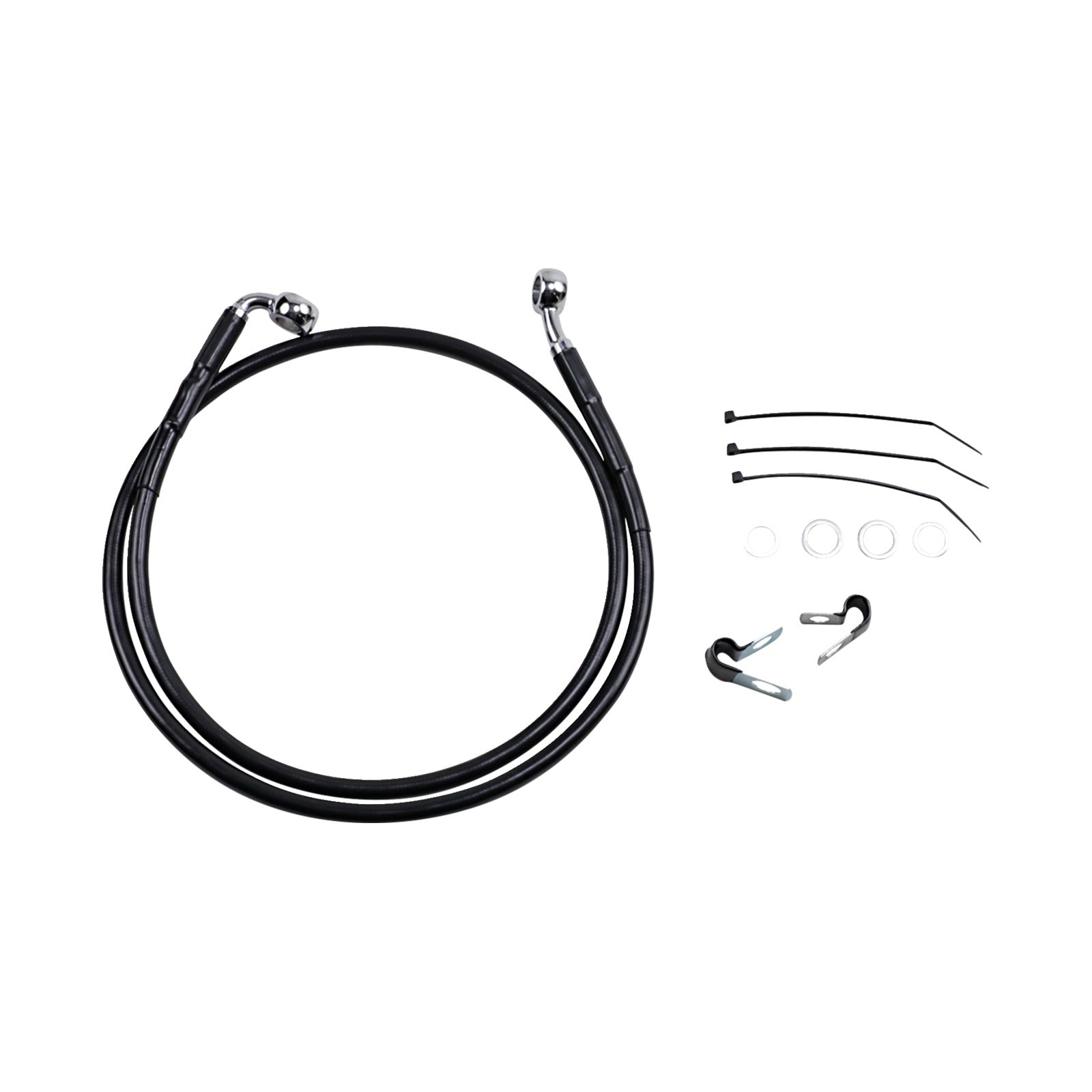 DRAG SPECIALTIES - BRAKE LINE - FRONT - BLACK - +4" - FXD '00-'05