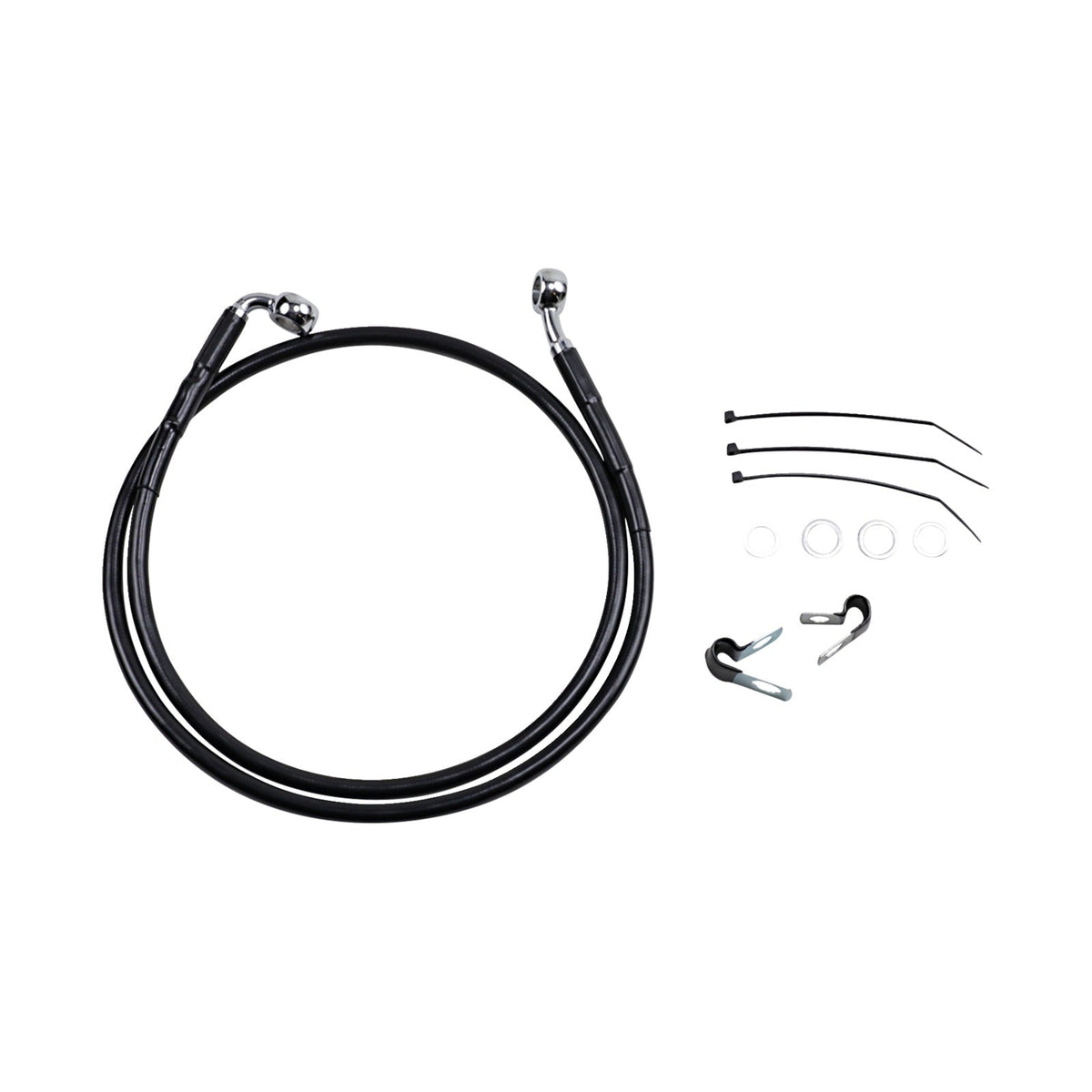 DRAG SPECIALTIES - BRAKE LINE - FRONT - BLACK - +4" - FXD '00-'05