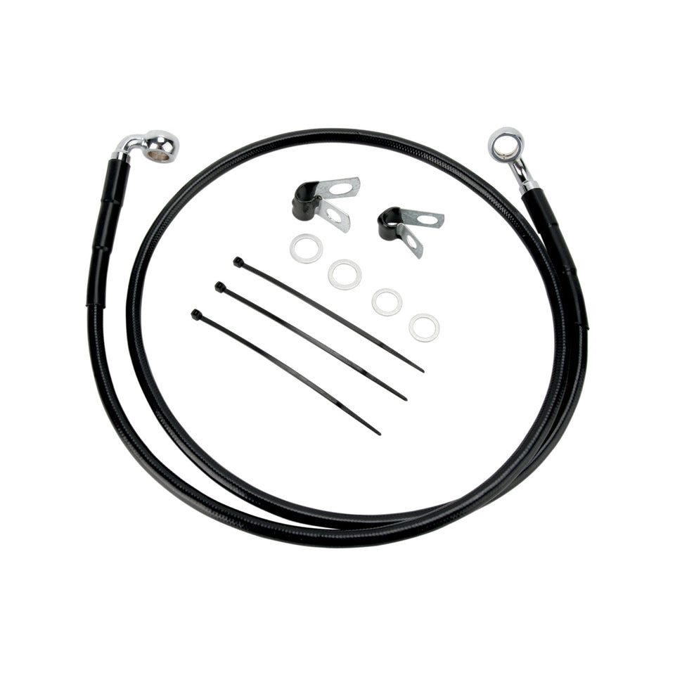 DRAG SPECIALTIES - BRAKE LINE - FRONT - BLACK - +4" - FXDL '01-'05