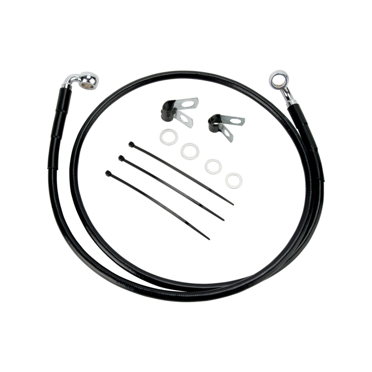DRAG SPECIALTIES - BRAKE LINE - FRONT - BLACK - +4" - FXDL '01-'05