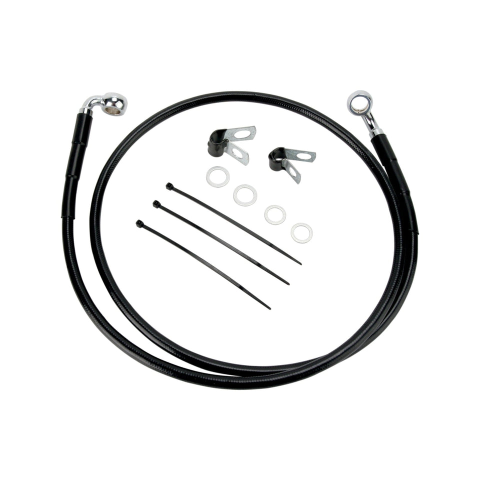 DRAG SPECIALTIES - BRAKE LINE - FRONT - BLACK - +4" - FXDL '01-'05