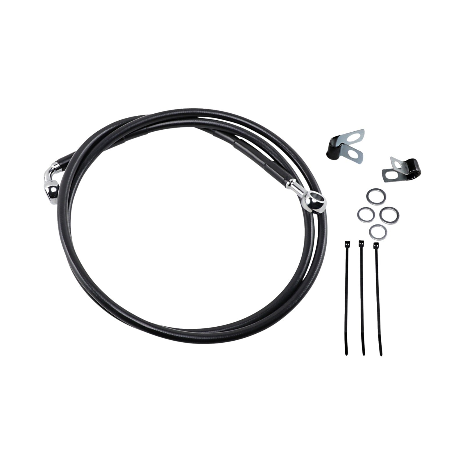 DRAG SPECIALTIES - BRAKE LINE - FRONT - BLACK - +8"