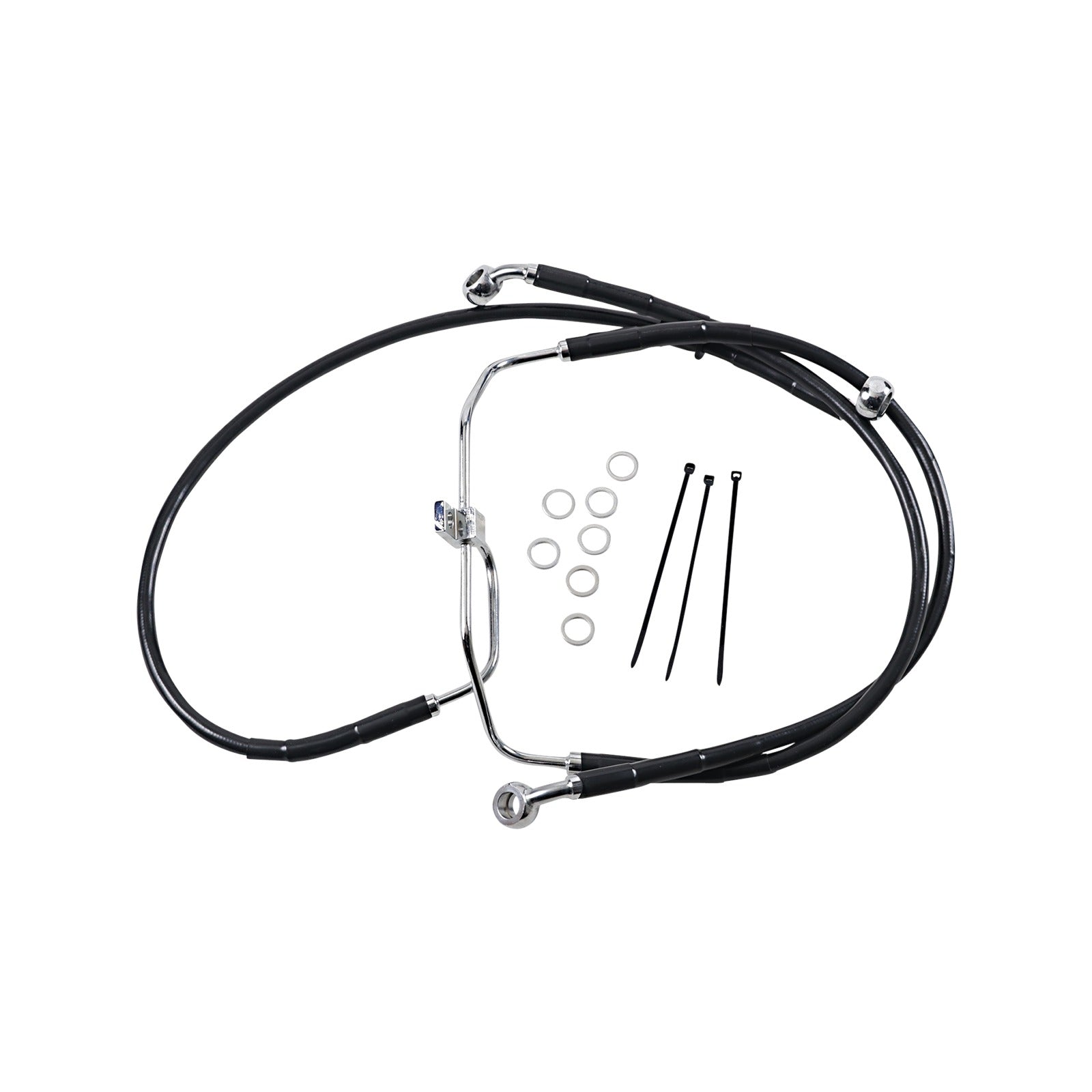 DRAG SPECIALTIES - BRAKE LINE - FRONT - BLACK - +4" - FXDF '08-'17