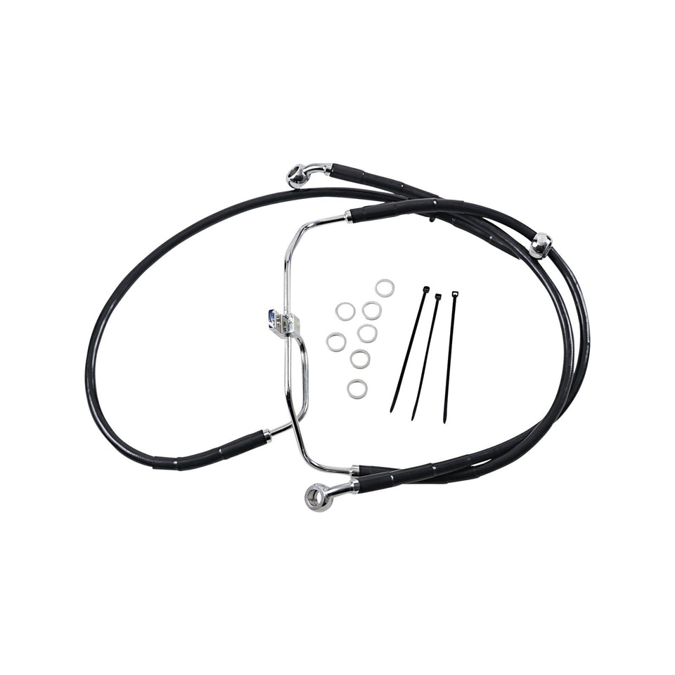 DRAG SPECIALTIES - BRAKE LINE - FRONT - BLACK - +4" - FXDF '08-'17
