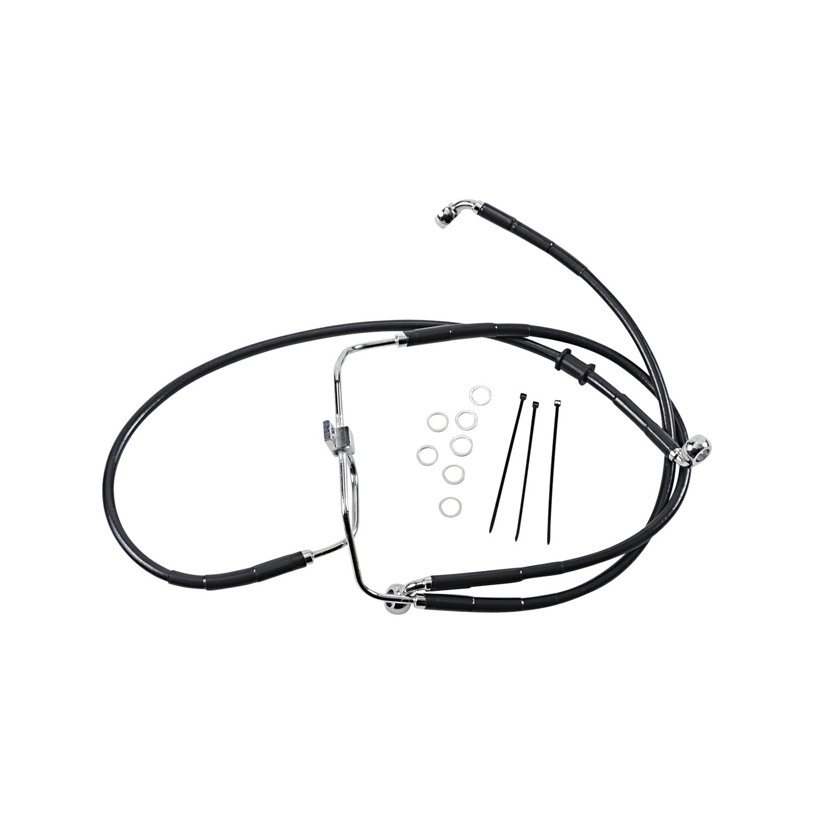 DRAG SPECIALTIES - BRAKE LINE - FRONT - BLACK - +6" - FXDF '08-'17