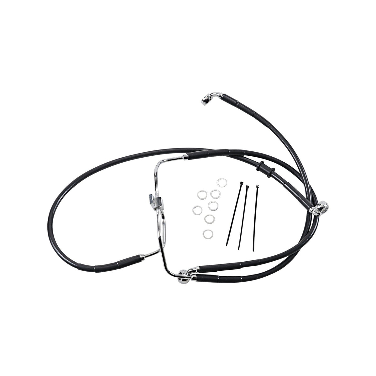 DRAG SPECIALTIES - BRAKE LINE - FRONT - BLACK - +6" - FXDF '08-'17