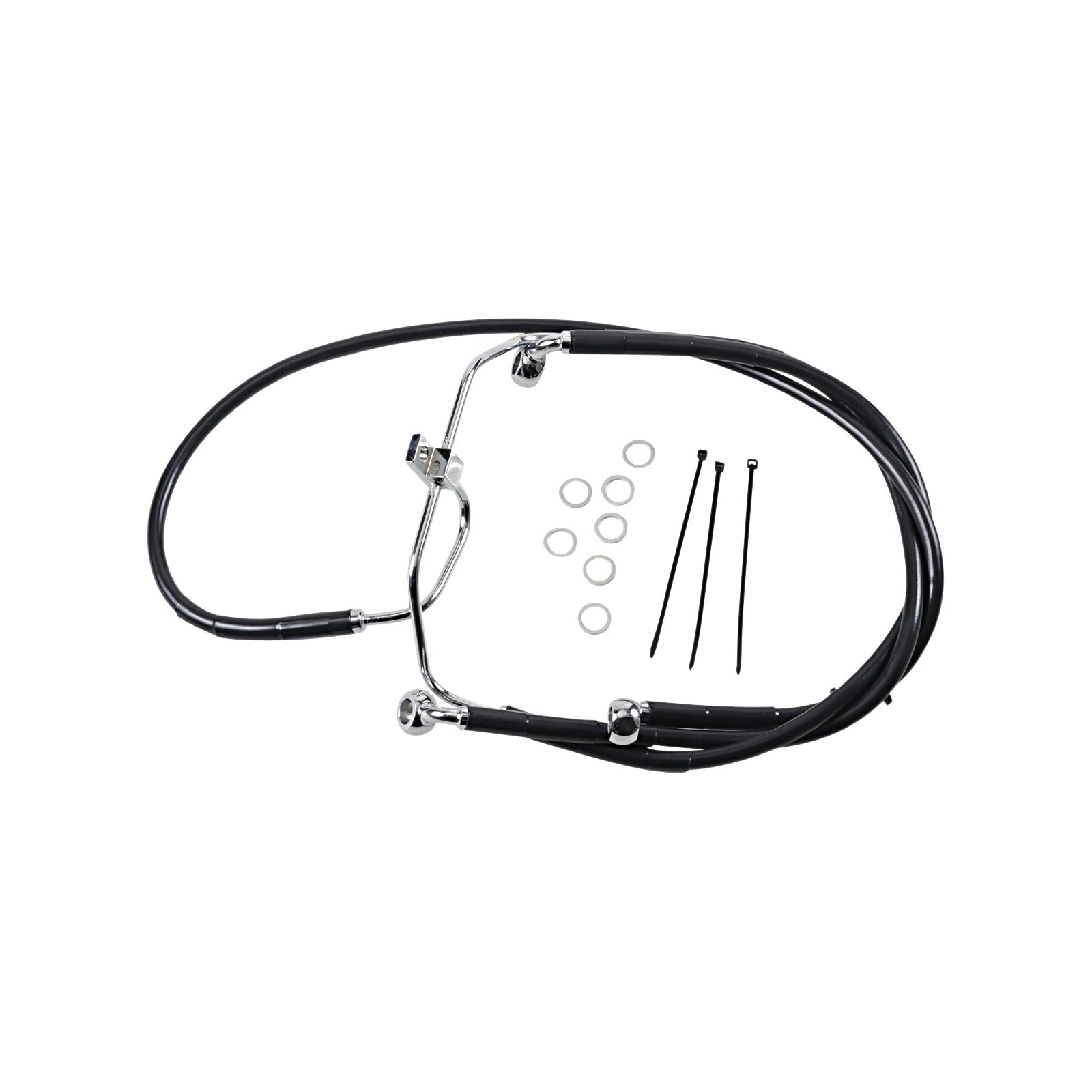 DRAG SPECIALTIES - BRAKE LINE - FRONT - BLACK - +10" - FXDF '08-'17