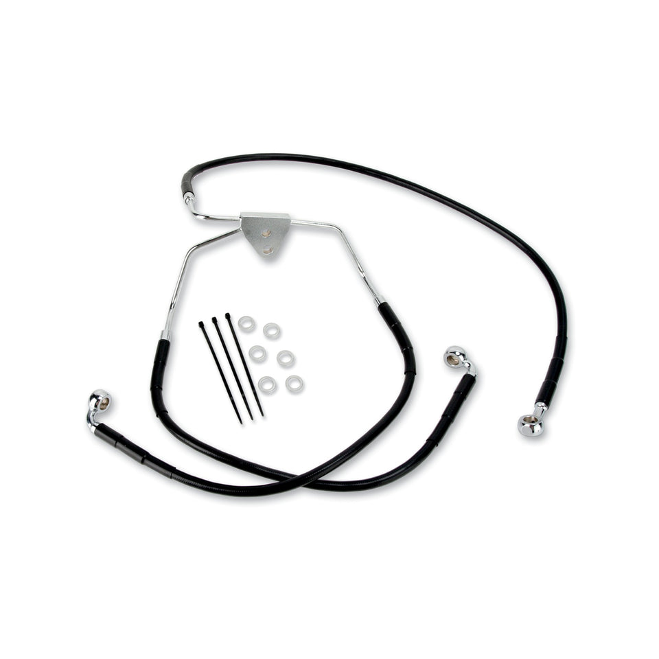 DRAG SPECIALTIES - BRAKE LINE - FRONT - BLACK - +8" - FXDB '12-'17