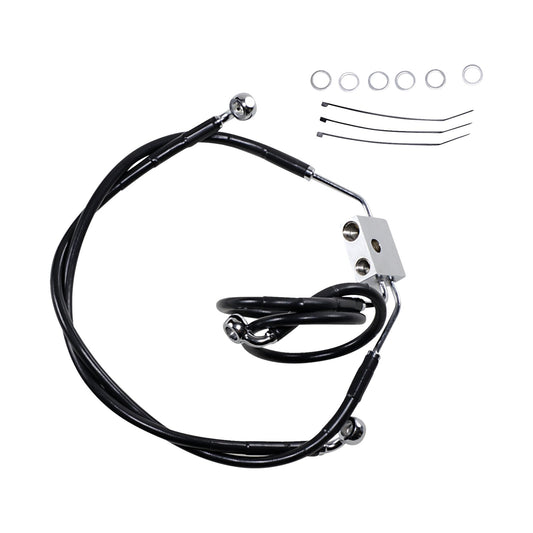 DRAG SPECIALTIES - BRAKE LINE - FRONT - BLACK - +4" - FXDF '12-'17