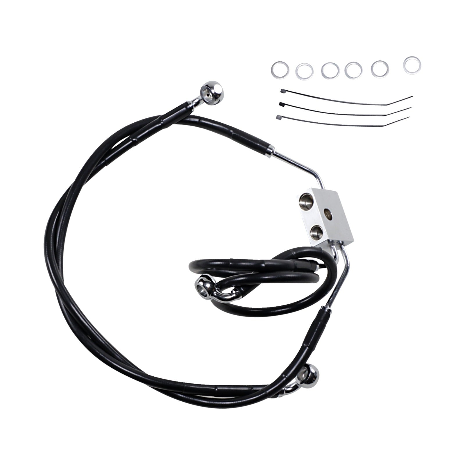 DRAG SPECIALTIES - BRAKE LINE - FRONT - BLACK - +4" - FXDF '12-'17