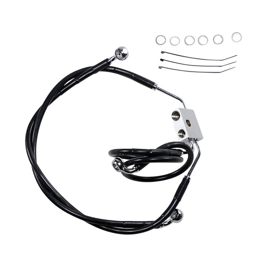 DRAG SPECIALTIES - BRAKE LINE - FRONT - BLACK - +4" - FXDF '12-'17