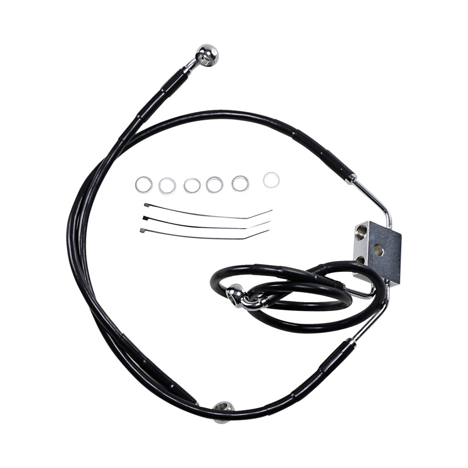 DRAG SPECIALTIES - BRAKE LINE - FRONT - BLACK - +6" - FXDF '12-'17