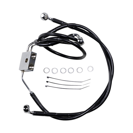 DRAG SPECIALTIES - BRAKE LINE - FRONT - BLACK - +8" - FXDF '12-'17