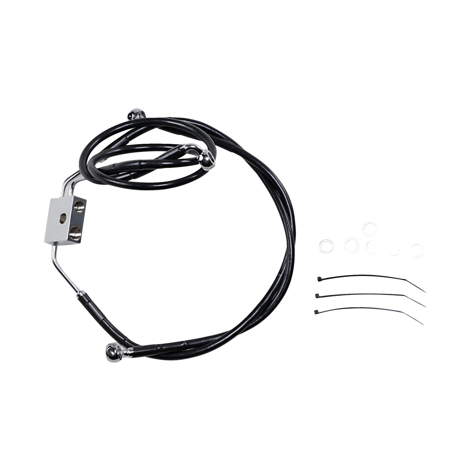 DRAG SPECIALTIES - BRAKE LINE - FRONT - BLACK - +10" - FXDF '12-'17