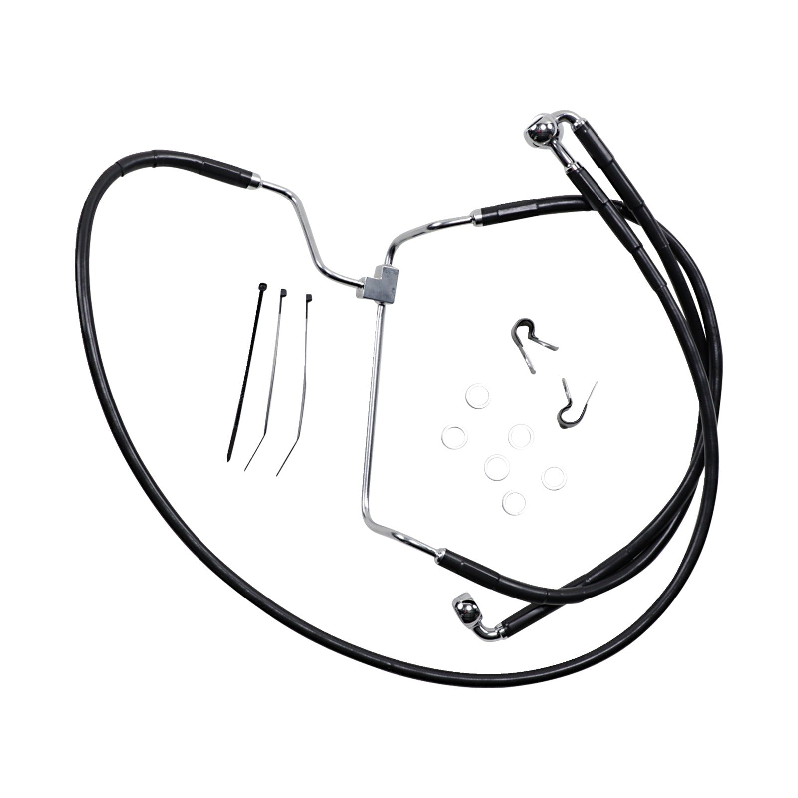 DRAG SPECIALTIES - BRAKE LINE - FRONT - BLACK - +8"