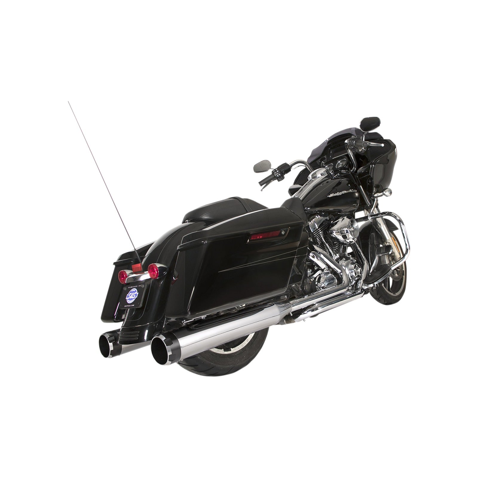 S&S CYCLE - EL DORADO DUAL EXHAUST SYSTEM - CHROME - BLACK THRUSTER