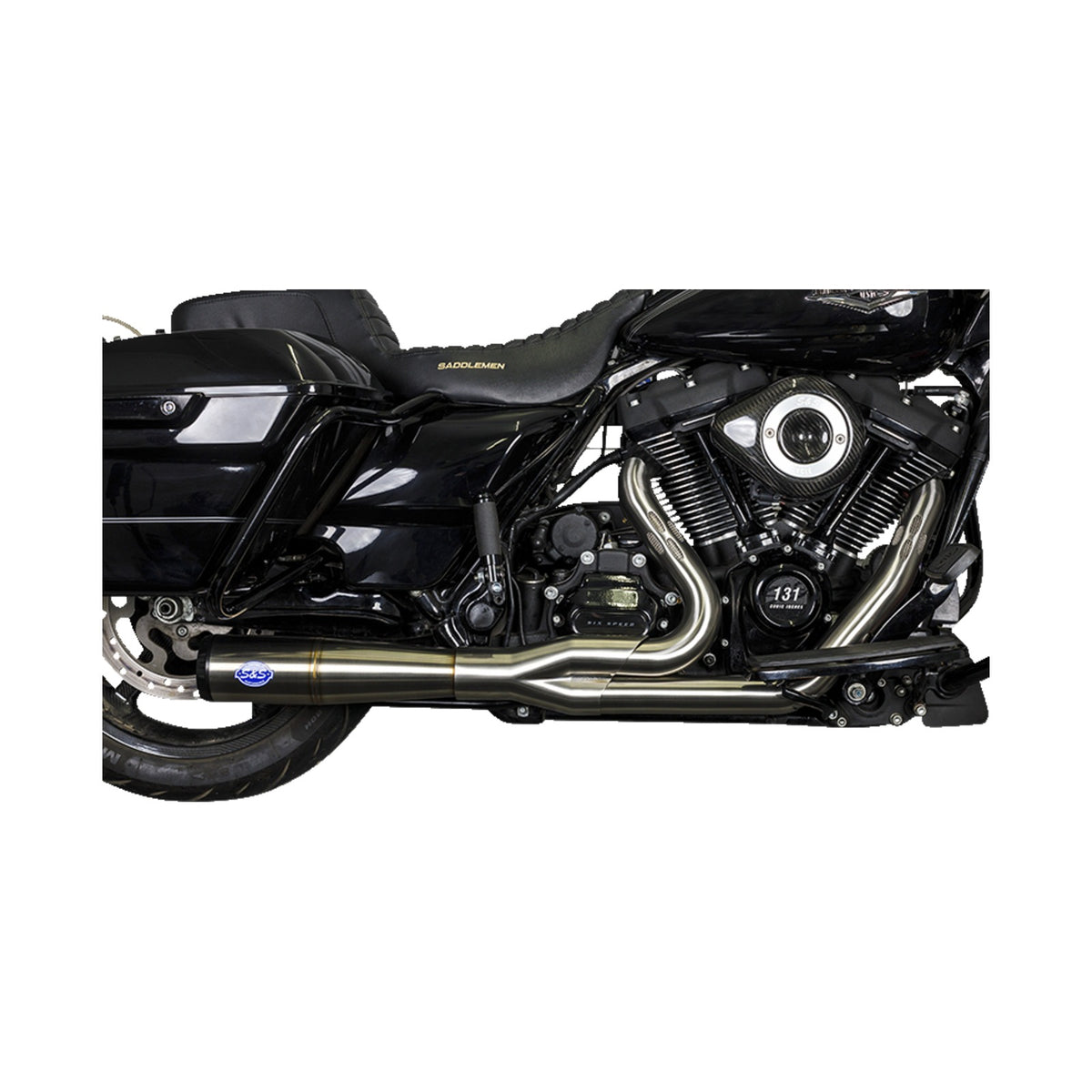 S&S CYCLE - 2-INTO-1 DIAMONDBACK EXHAUST SYSTEM - GUARDIAN BLACK - RACE ONLY