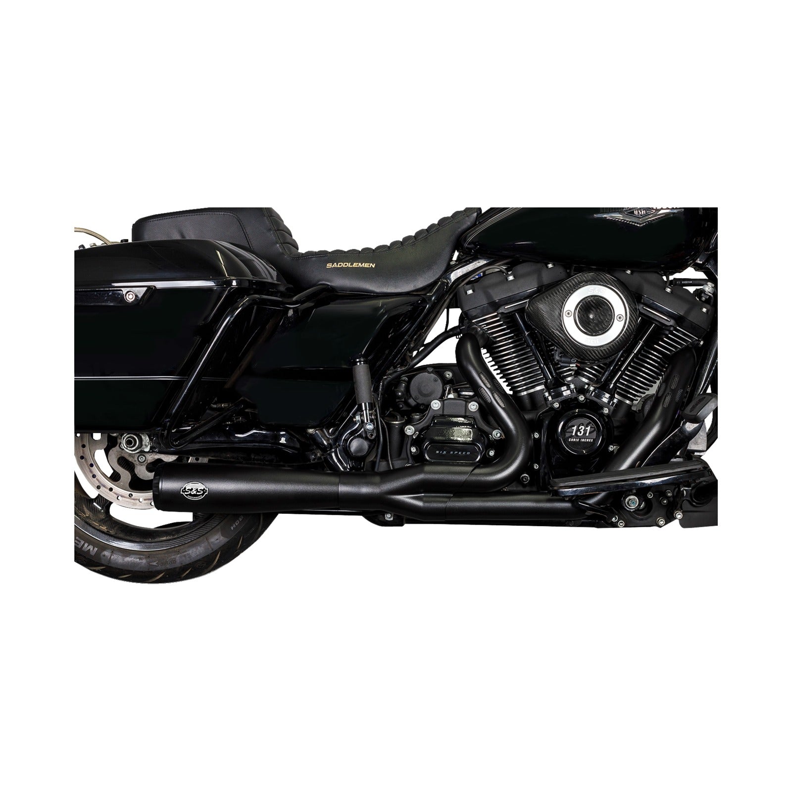 S&S CYCLE - 2-INTO-1 DIAMONDBACK EXHAUST SYSTEM - GUARDIAN BLACK - RACE ONLY