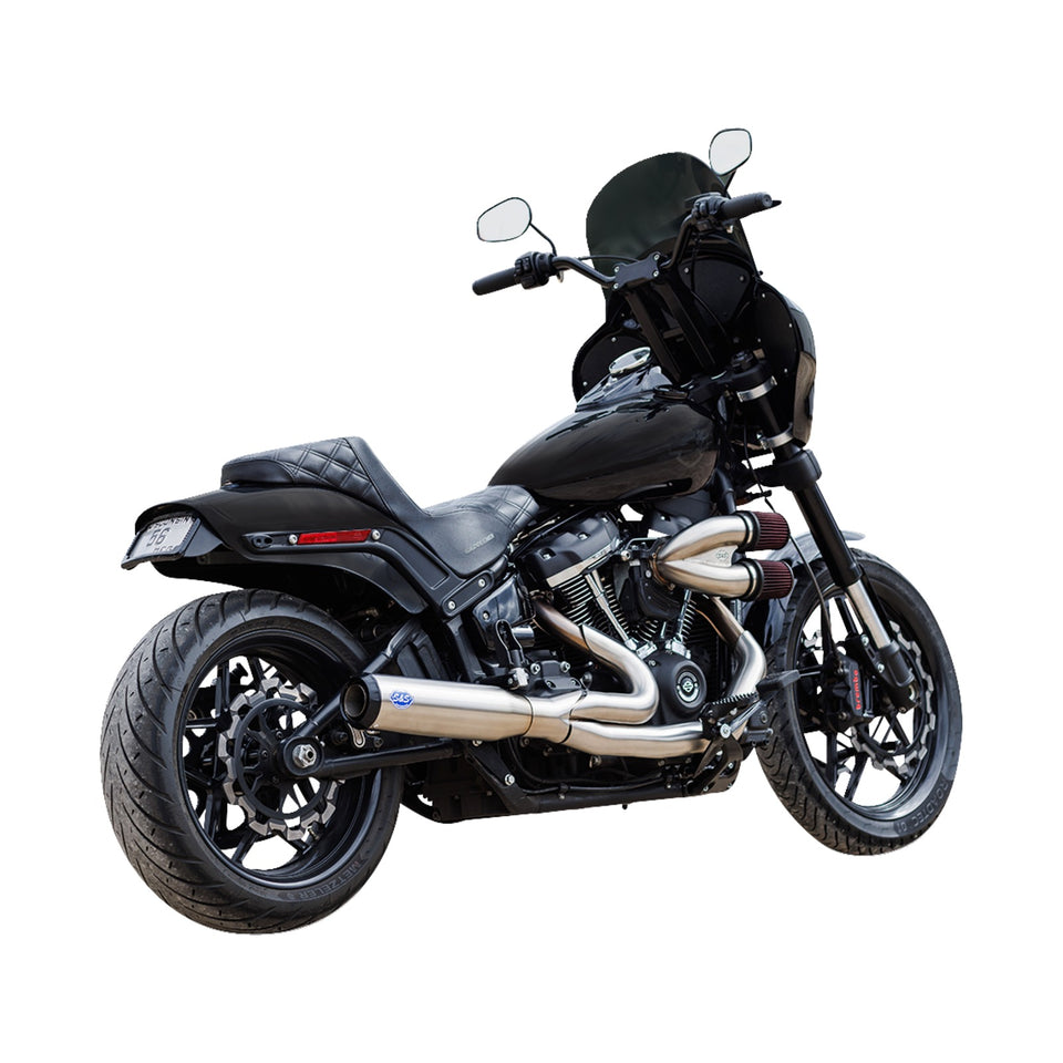 S&S CYCLE - 2-INTO-1 QUALIFIER EXHAUST SYSTEM - 50-STATE - SILVER - SOFTAIL