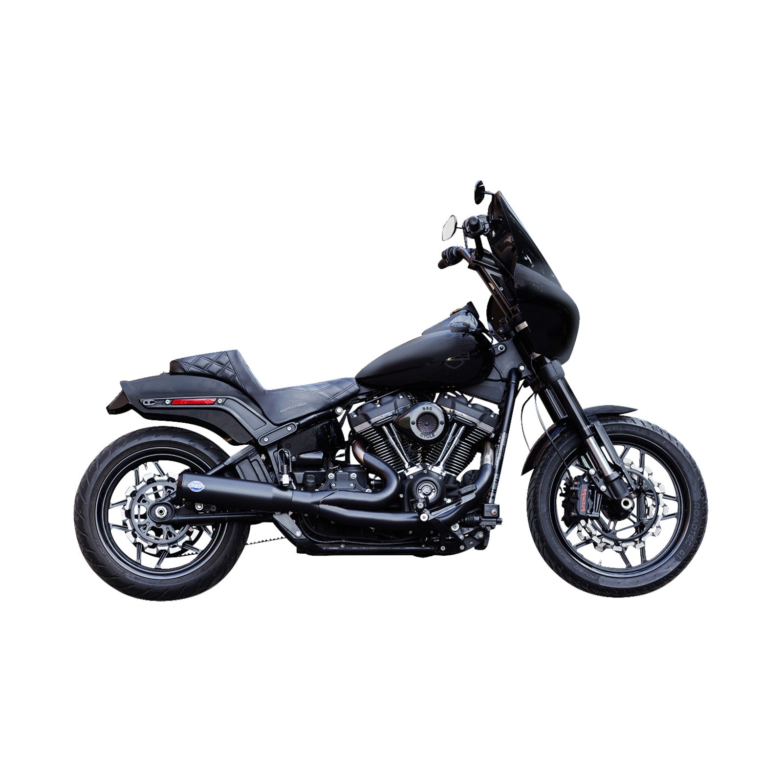 S&S CYCLE - 2-INTO-1 QUALIFIER EXHAUST SYSTEM - 50-STATE - BLACK - SOFTAIL