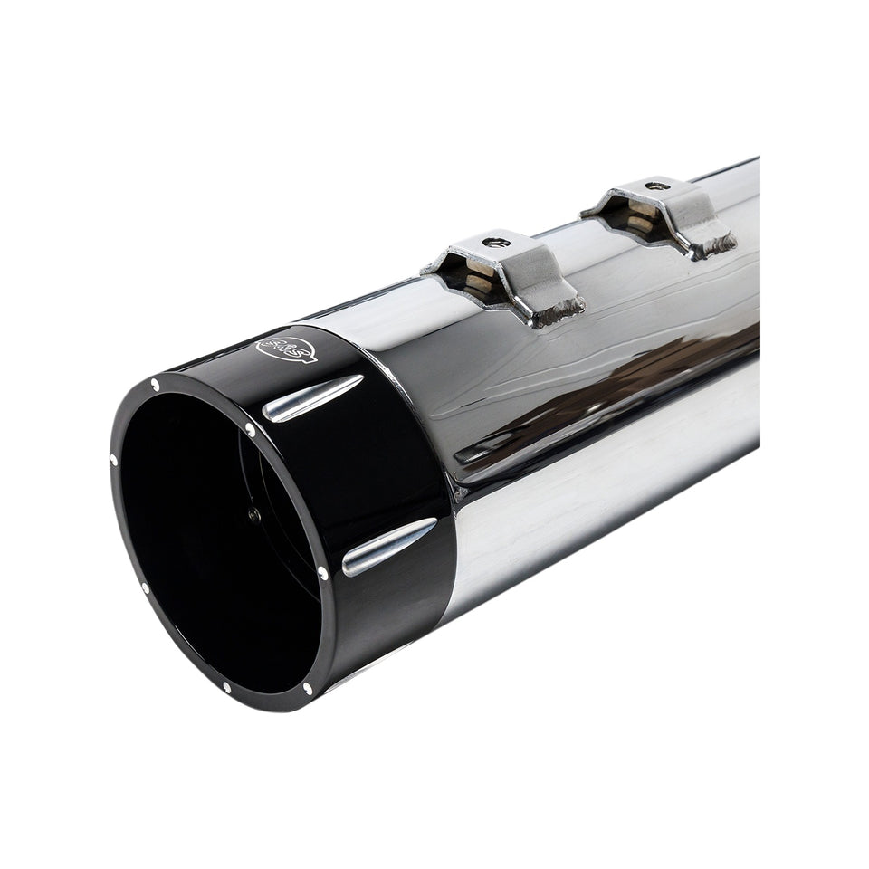 S&S CYCLE - 4-1/2" MK45 PERFORMANCE MUFFLERS - CHROME WITH BLACK TRACER