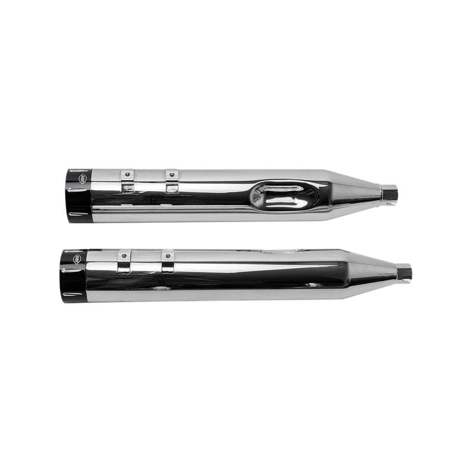 S&S CYCLE - 4-1/2" MK45 PERFORMANCE MUFFLERS - CHROME WITH BLACK TRACER