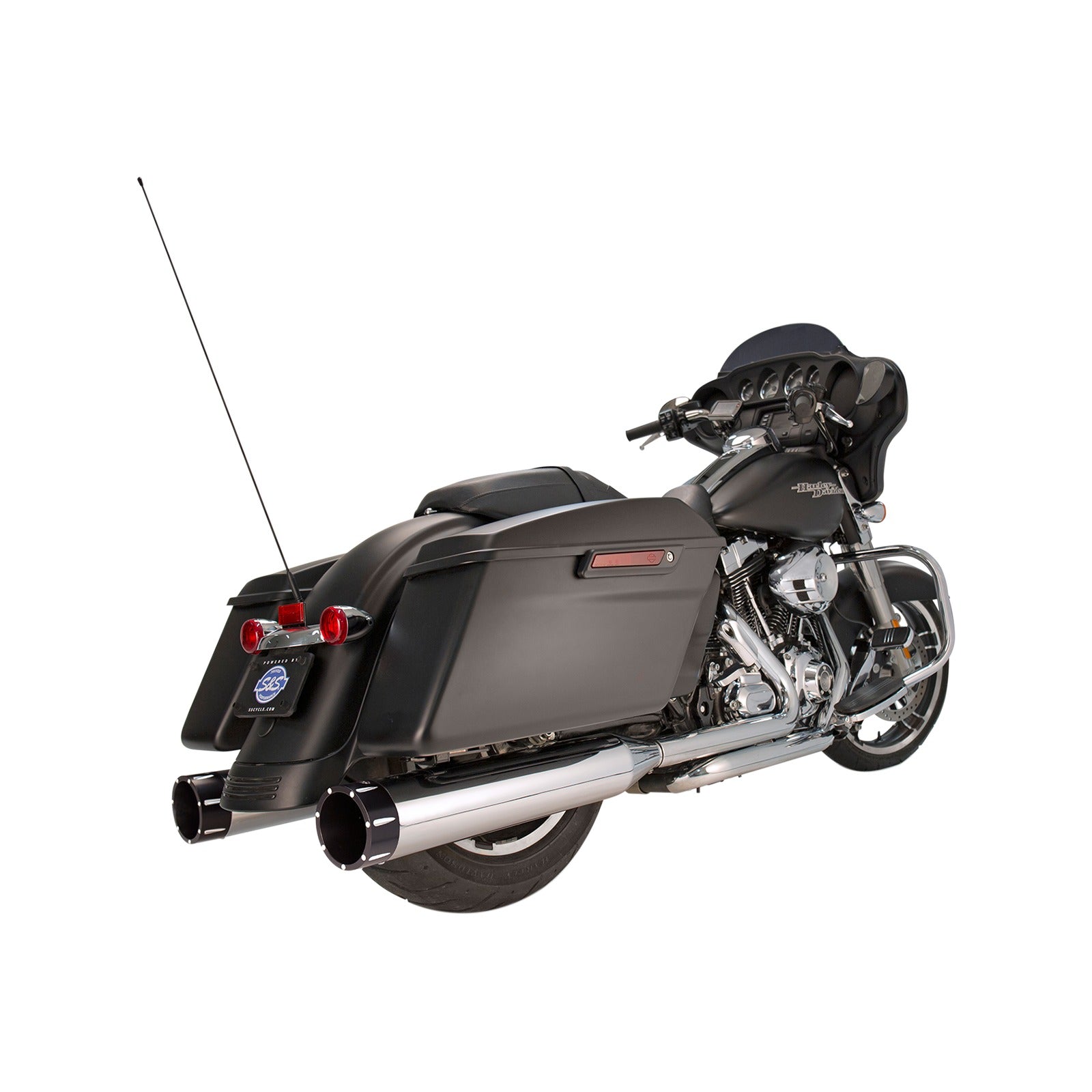 S&S CYCLE - 4-1/2" MK45 PERFORMANCE MUFFLERS - CHROME WITH BLACK TRACER
