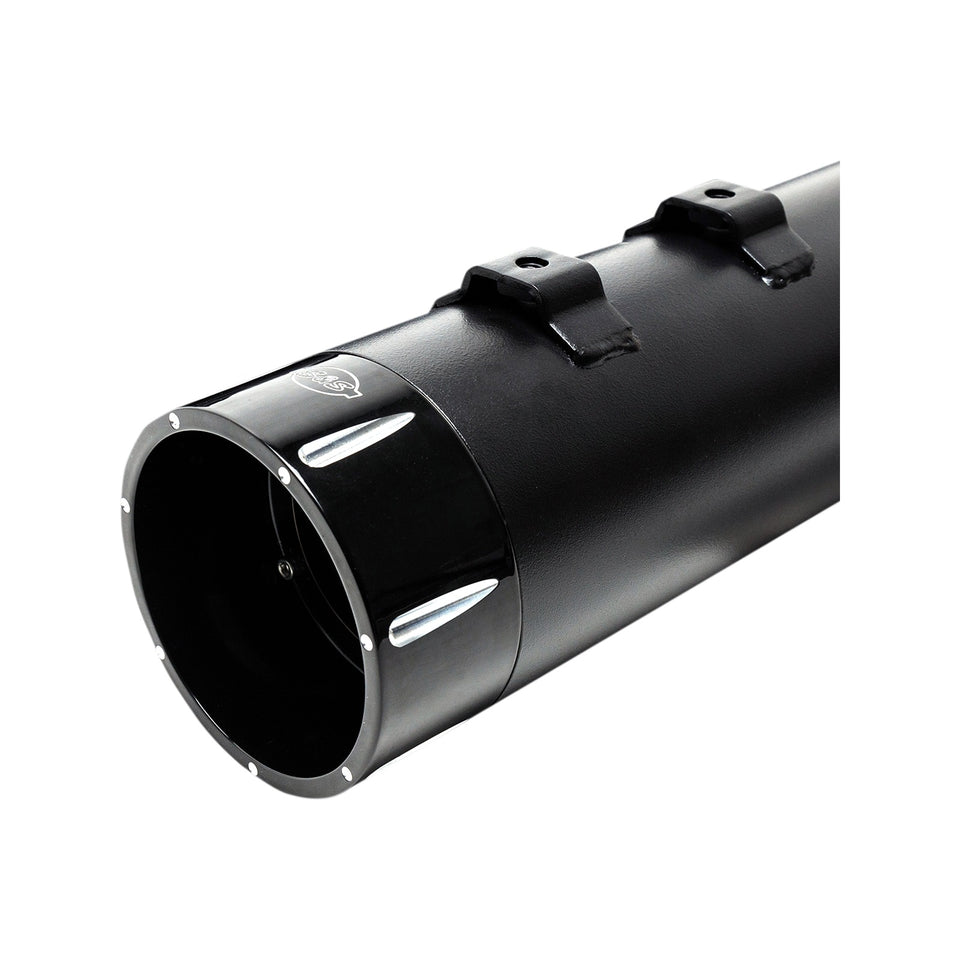 S&S CYCLE - 4-1/2" MK45 PERFORMANCE MUFFLERS - BLACK WITH BLACK TRACER
