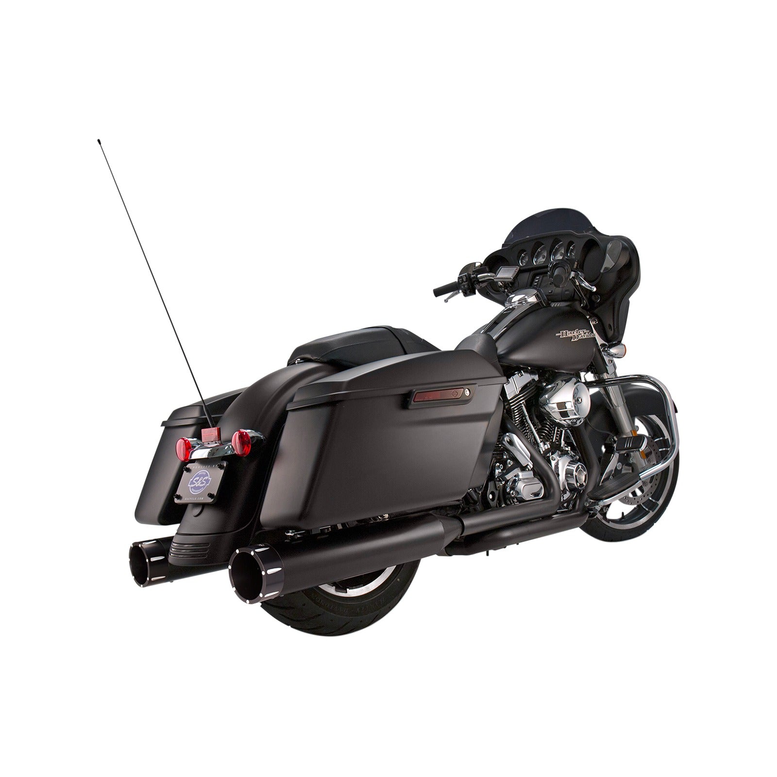 S&S CYCLE - 4-1/2" MK45 PERFORMANCE MUFFLERS - BLACK WITH BLACK TRACER