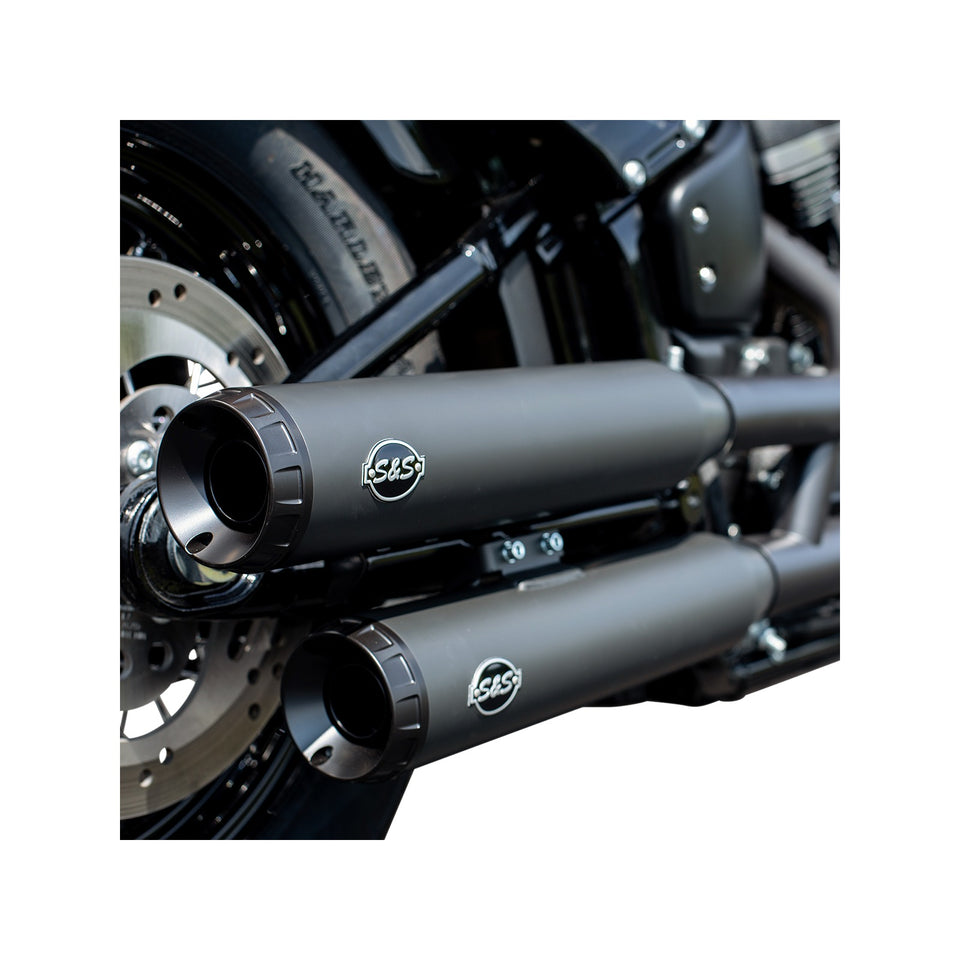 S&S CYCLE - GRAND NATIONAL SLIP-ON MUFFLERS - RACE - BLACK CERAMIC - M8 SOFTAIL