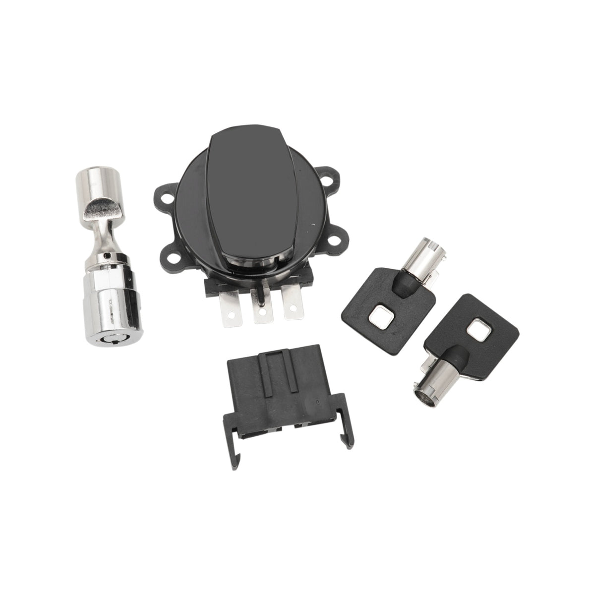 DRAG SPECIALTIES - SIDE HINGE IGNITION SWITCH WITH FORK LOCK - GLOSS BLACK