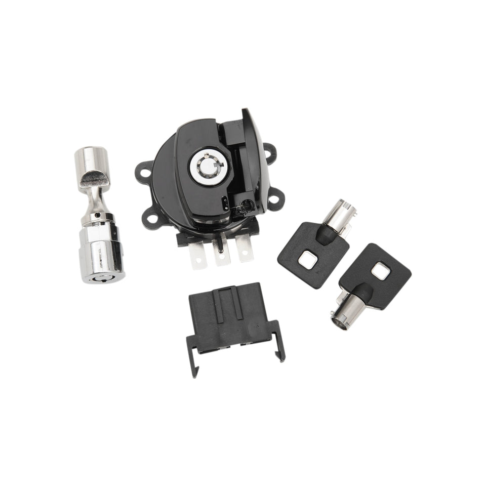 DRAG SPECIALTIES - SIDE HINGE IGNITION SWITCH WITH FORK LOCK - GLOSS BLACK