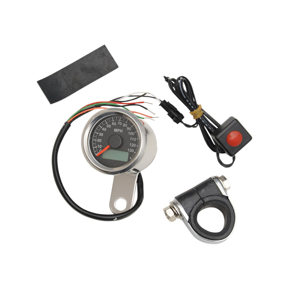 DRAG SPECIALTIES - PROGRAMMABLE MINI ELECTRONIC SPEEDOMETER WITH ODOMETER/TRIPMETER - 1.87" - POLISHED