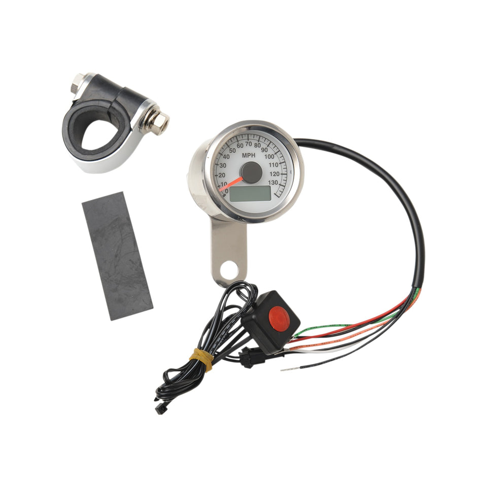 DRAG SPECIALTIES - PROGRAMMABLE MINI ELECTRONIC SPEEDOMETER WITH ODOMETER/TRIPMETER - 1.87" - POLISHED