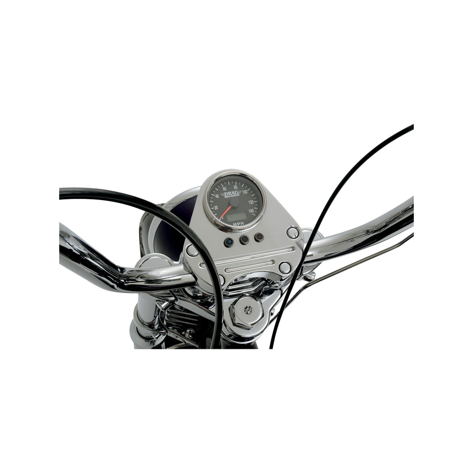 DRAG SPECIALTIES - PROGRAMMABLE MINI ELECTRONIC SPEEDOMETER WITH ODOMETER/TRIPMETER - 2.4" - POLISHED