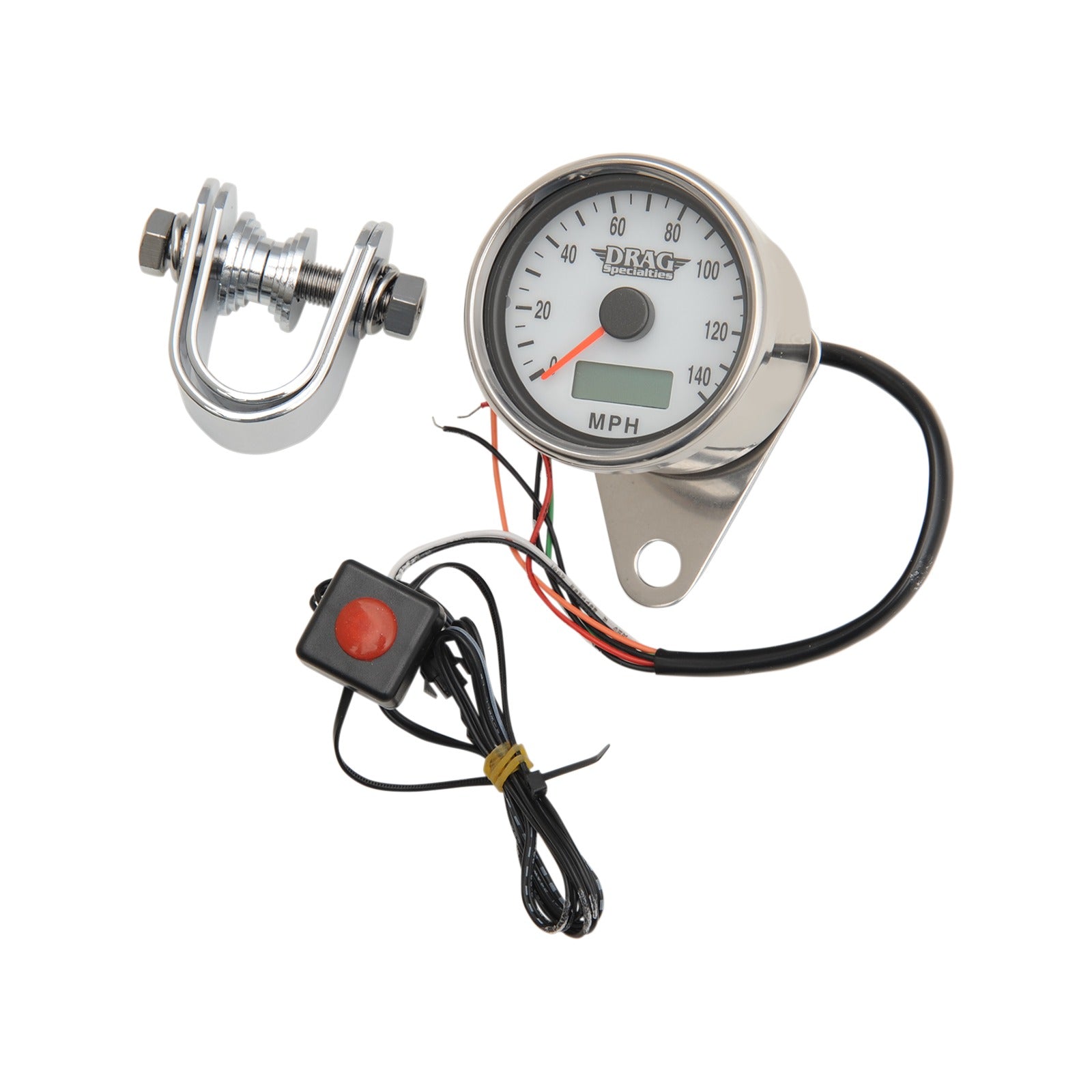 DRAG SPECIALTIES - PROGRAMMABLE MINI ELECTRONIC SPEEDOMETER WITH ODOMETER/TRIPMETER - 2.4" - POLISHED