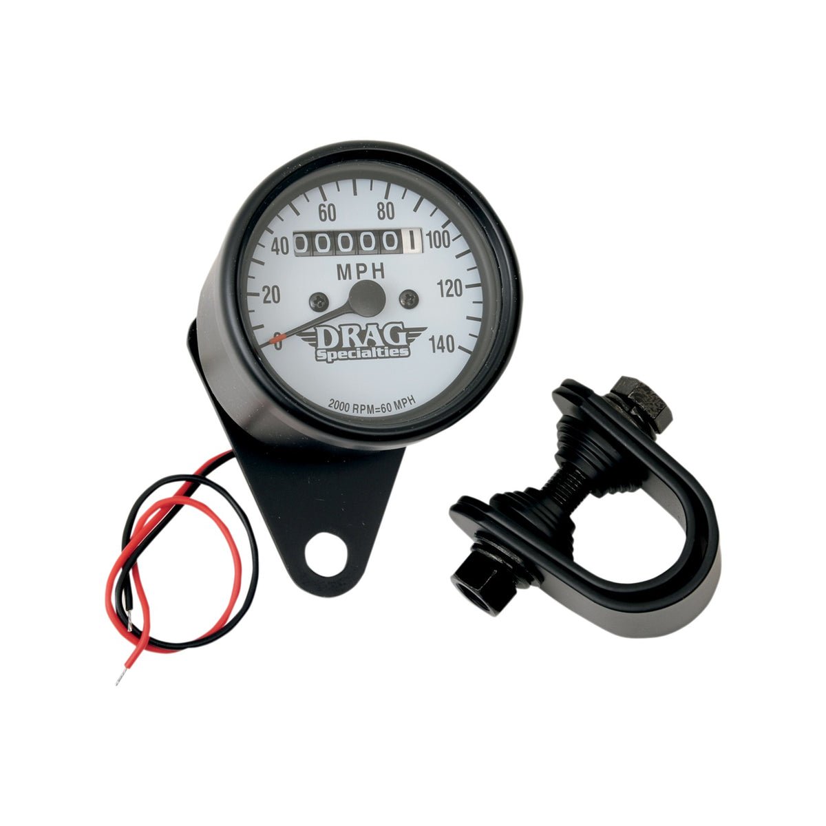 DRAG SPECIALTIES - 2.4" MPH MINI LED MECHANICAL SPEEDOMETER/INDICATORS - BLACK HOUSING - 2:1 - BLACK