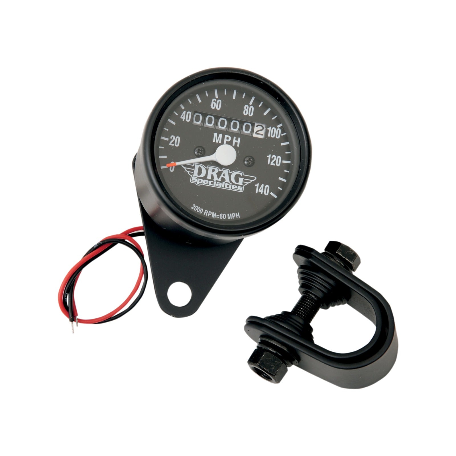 DRAG SPECIALTIES - 2.4" MPH MINI LED MECHANICAL SPEEDOMETER/INDICATORS - BLACK HOUSING - 2:1 - BLACK