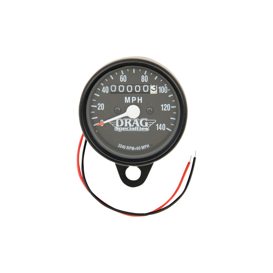 DRAG SPECIALTIES - 2.4" MPH MINI LED MECHANICAL SPEEDOMETER/INDICATORS - BLACK HOUSING - BLACK FACE - 2240:60