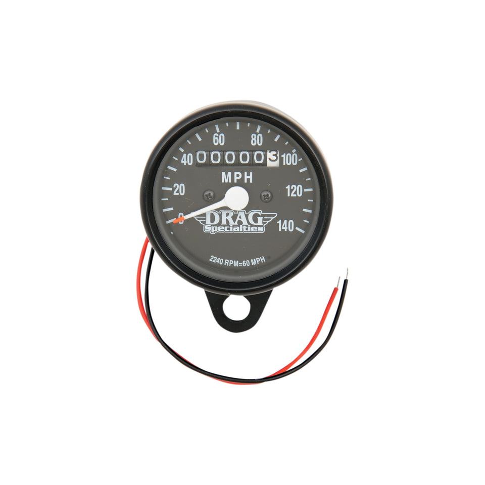 DRAG SPECIALTIES - 2.4" MPH MINI LED MECHANICAL SPEEDOMETER/INDICATORS - BLACK HOUSING - BLACK FACE - 2240:60