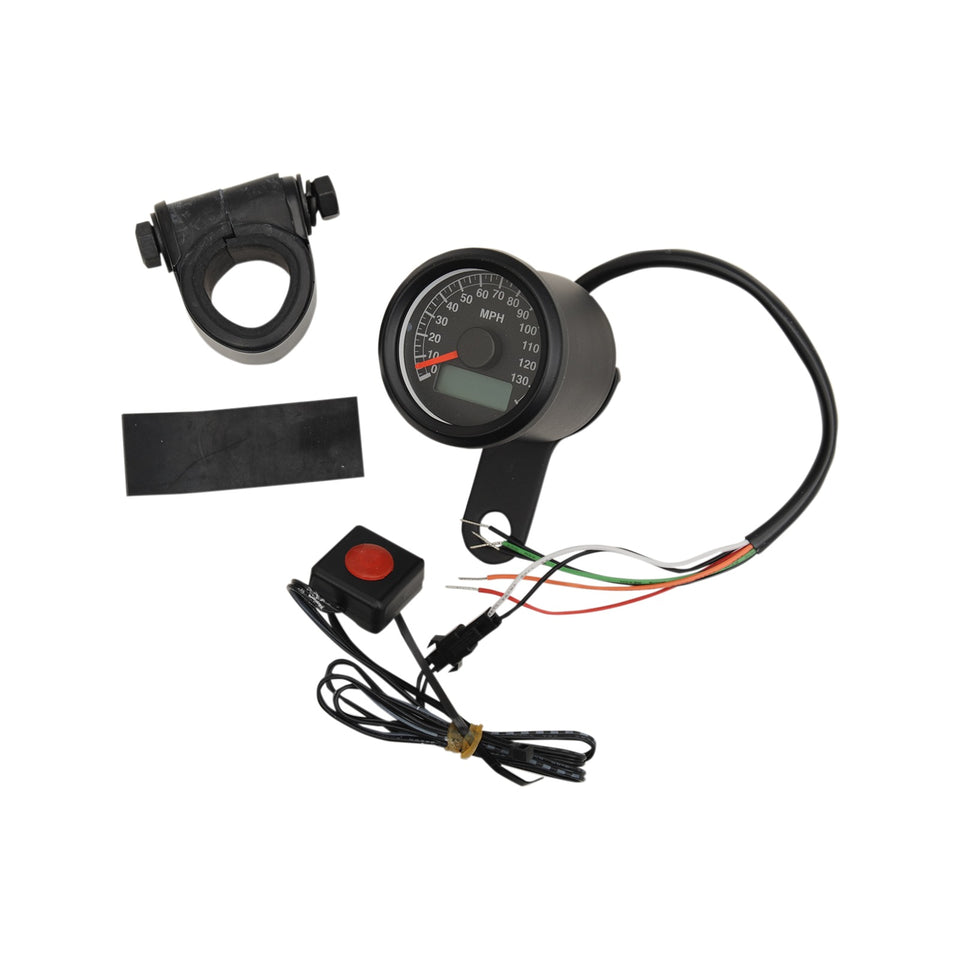 DRAG SPECIALTIES - PROGRAMMABLE MINI ELECTRONIC SPEEDOMETER WITH ODOMETER/TRIPMETER - 1.87" - BLACK