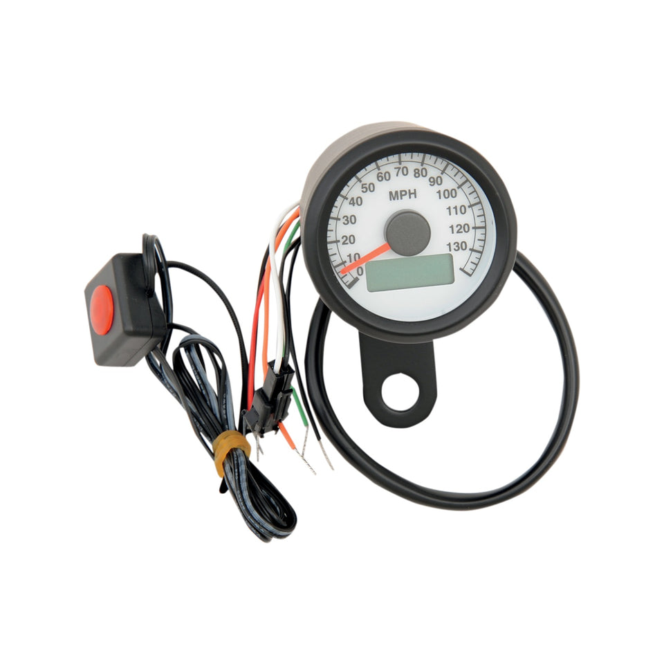 DRAG SPECIALTIES - PROGRAMMABLE MINI ELECTRONIC SPEEDOMETER WITH ODOMETER/TRIPMETER - 1.87" - BLACK