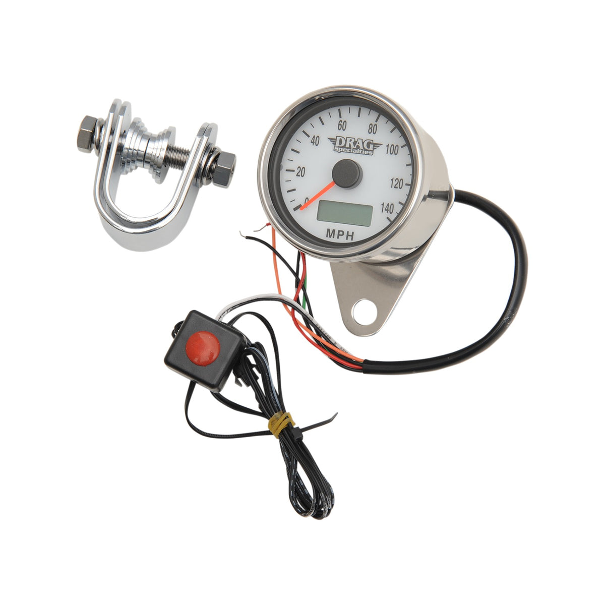 DRAG SPECIALTIES - PROGRAMMABLE MINI ELECTRONIC SPEEDOMETER WITH ODOMETER/TRIPMETER - 1.87" - POLISHED