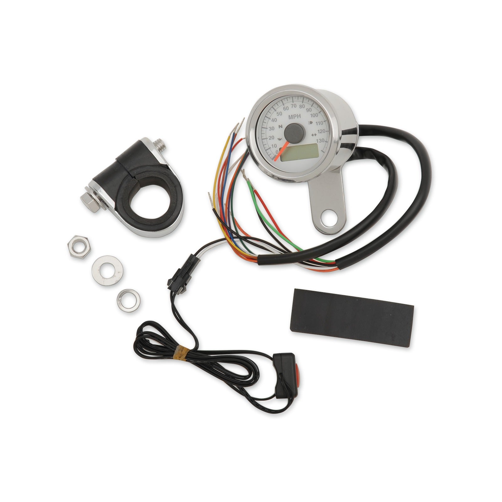 DRAG SPECIALTIES - PROGRAMMABLE SPEEDOMETER WITH INDICATOR LIGHTS - NATURAL - 140 MPH LED WHITE FACE - 1-7/8"
