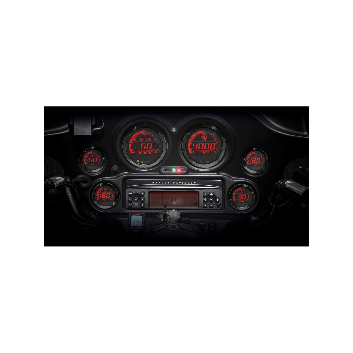 KOSO NORTH AMERICA - HD-02 6-PIECE GAUGE KIT - BLACK