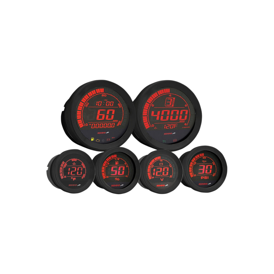 KOSO NORTH AMERICA - HD-02 6-PIECE GAUGE KIT - BLACK