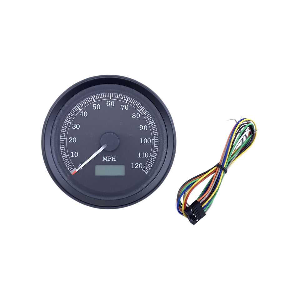 DRAG SPECIALTIES - UNIVERSAL 3-3/8" PROGRAMMABLE ELECTRONIC SPEEDOMETER - MPH - BLACK FACE - BLACK BEZEL