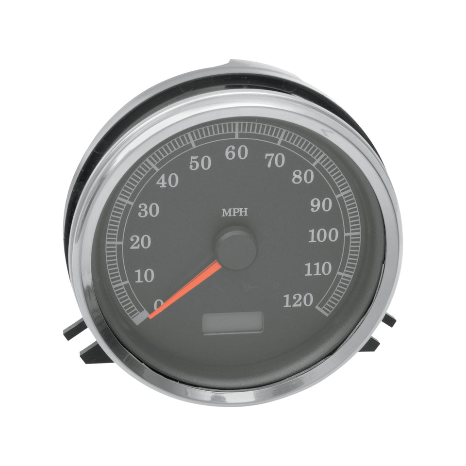 DRAG SPECIALTIES - UNIVERSAL 3-3/8" PROGRAMMABLE ELECTRONIC SPEEDOMETER - KPH - BLACK FACE - BLACK BEZEL